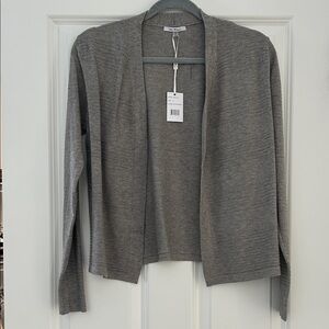 Elegant Gray Open Front Cardigan